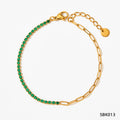 Bracelet en acier inoxydable avec zircon et plaquage or PVD