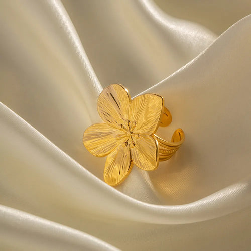 Bague en Acier Inoxydable Doré Ajustable