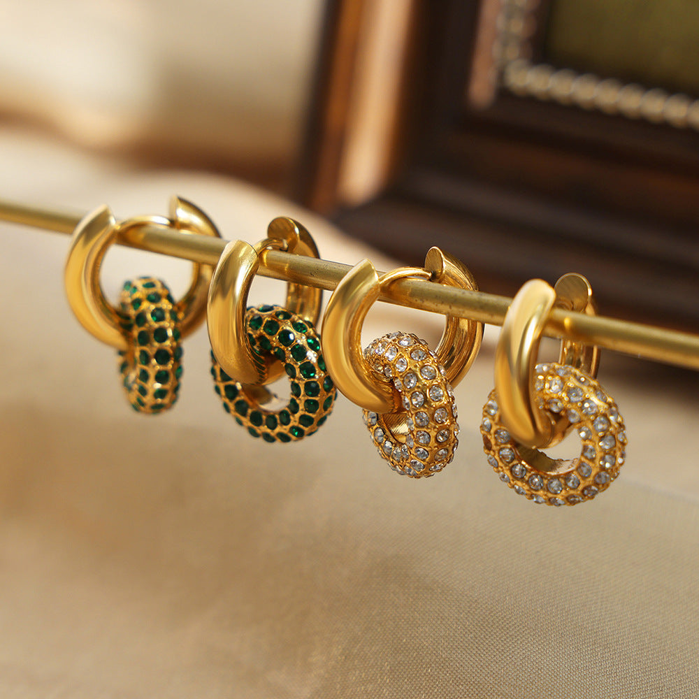 Boucles d'Oreilles Vintage en Acier Inoxydable Or 18K pour Femmes