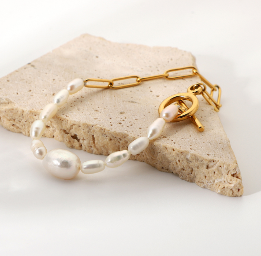 Bracelet en Acier Inoxydable Plaqué Or 18K Ins Fashion
