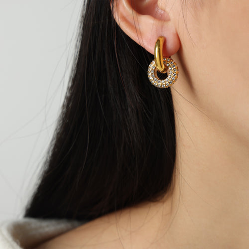 Boucles d'Oreilles Vintage en Acier Inoxydable Or 18K pour Femmes