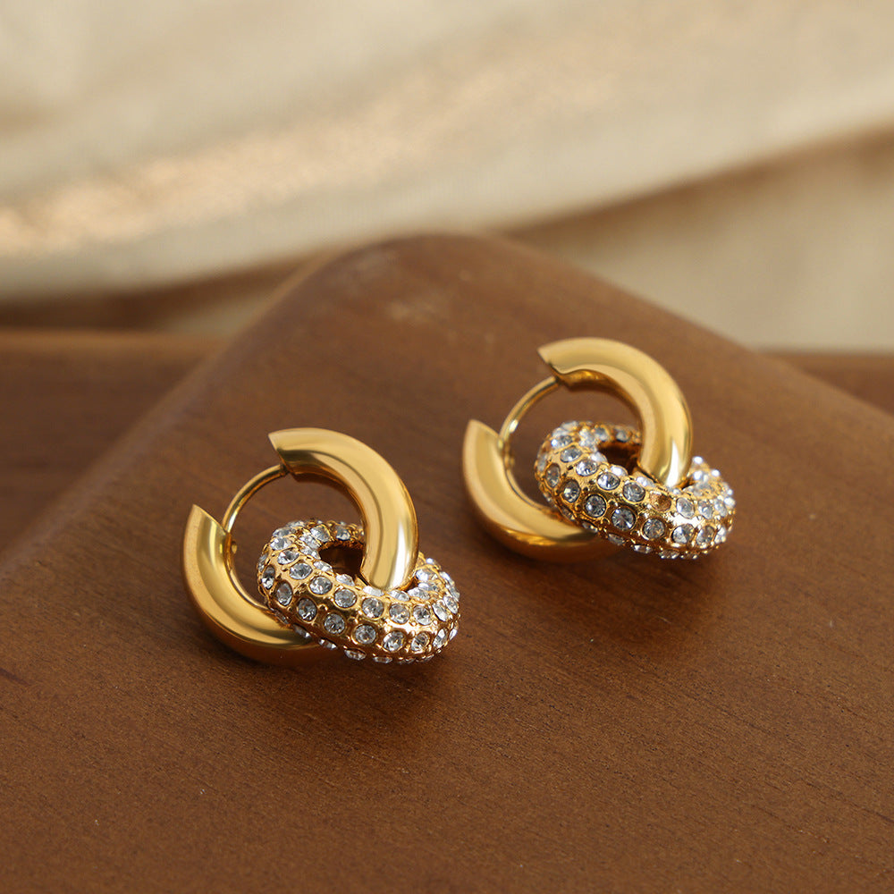 Boucles d'Oreilles Vintage en Acier Inoxydable Or 18K pour Femmes