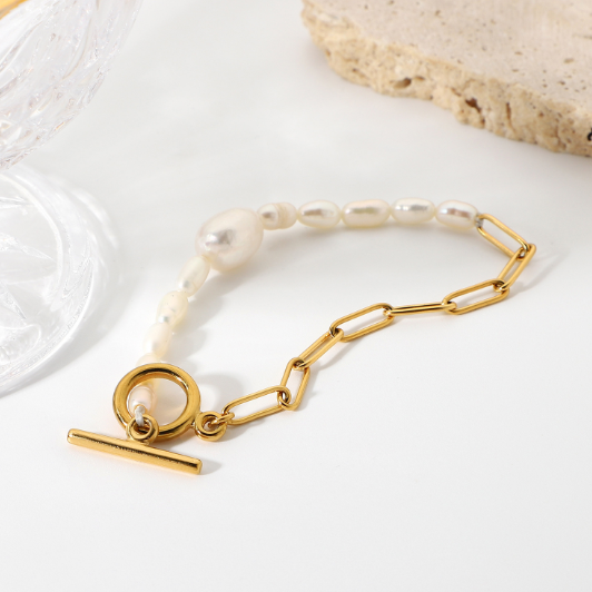 Bracelet en Acier Inoxydable Plaqué Or 18K Ins Fashion