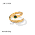 Bague en Acier Inoxydable Plaqué Or 18K avec Pierre de Malachite pour Femme