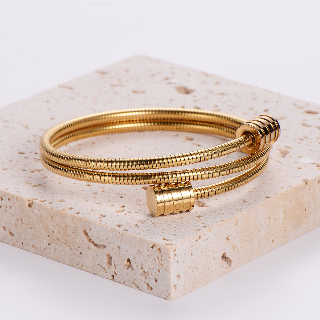 Bracelet réglable en acier inoxydable plaqué or 18K