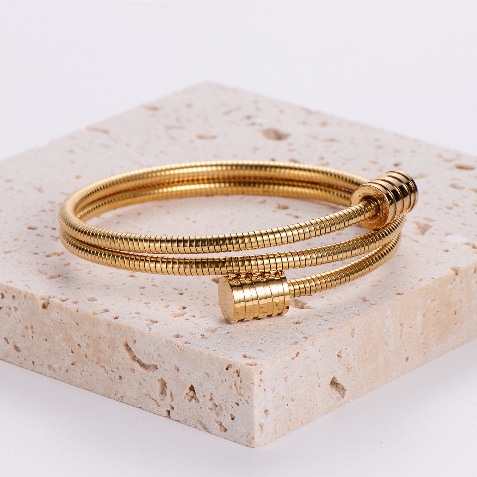 Bracelet réglable en acier inoxydable plaqué or 18K
