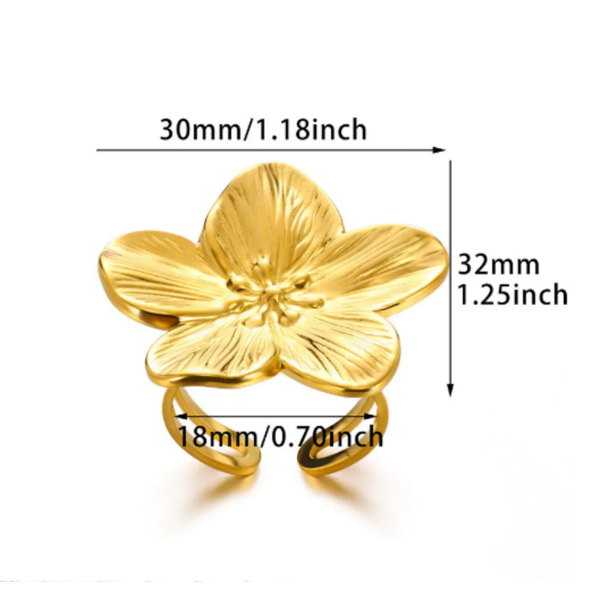 Bague en Acier Inoxydable Doré Ajustable