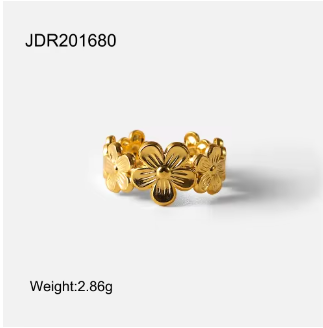 Bague en Acier Inoxydable Plaqué Or 18k