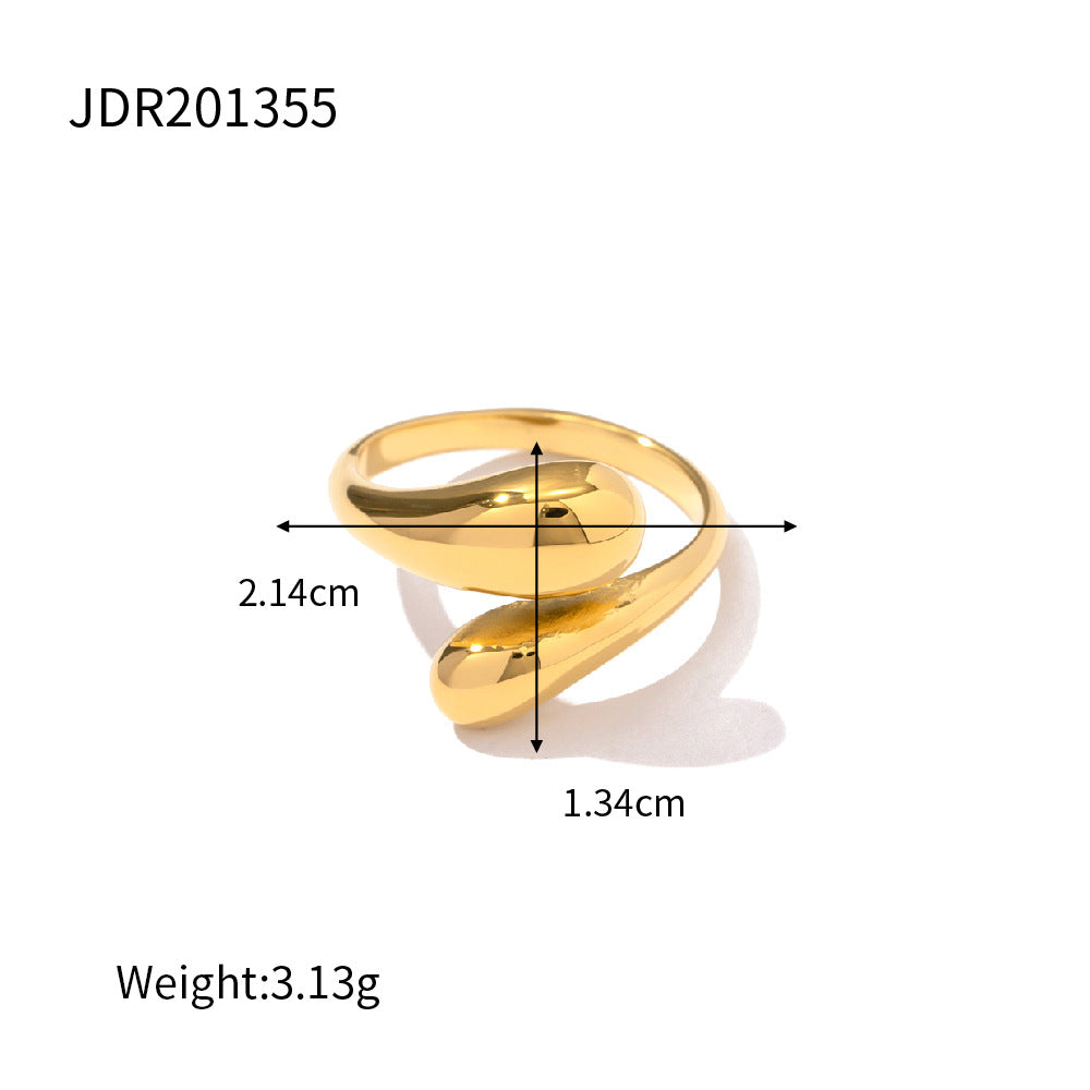 Bague en Acier Inoxydable Plaqué Or 18K avec Pierre de Malachite pour Femme