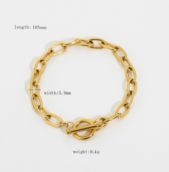 Bracelet en Acier Inoxydable Plaqué Or 18K Ins Fashion
