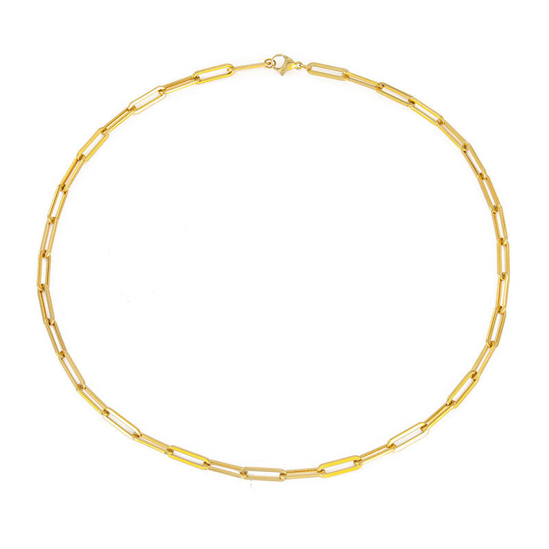 Collier Minimaliste en chaine maillons Plaqué Or en Acier Inoxydable