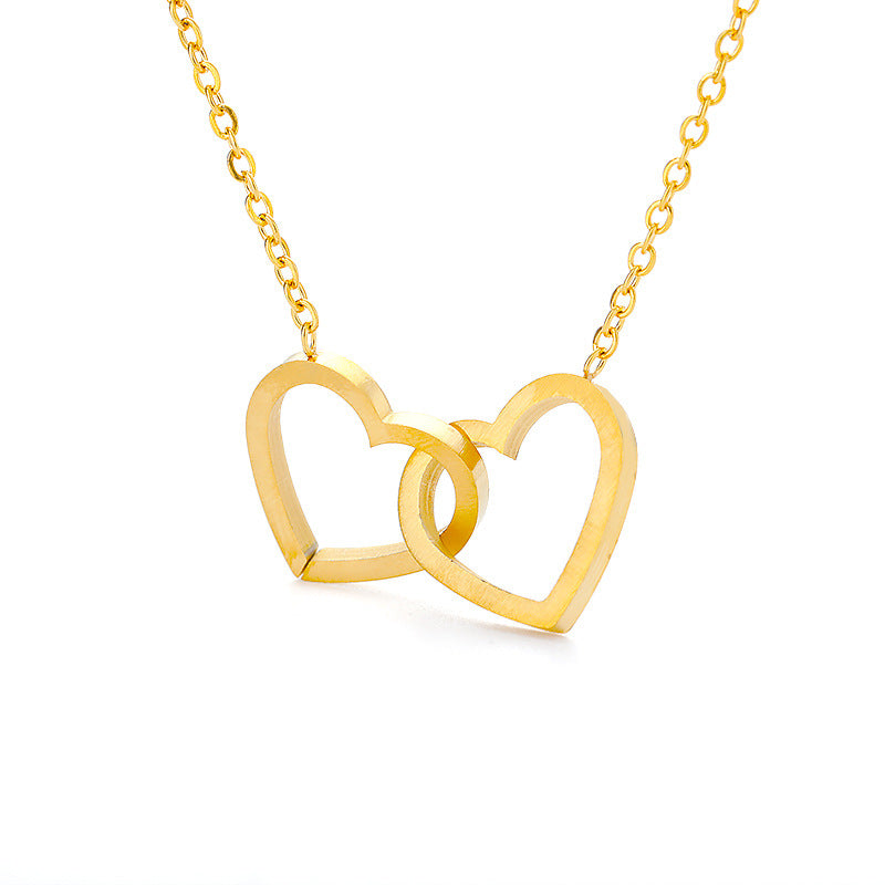Collier avec Pendentif Double Cœur en Acier Inoxydable