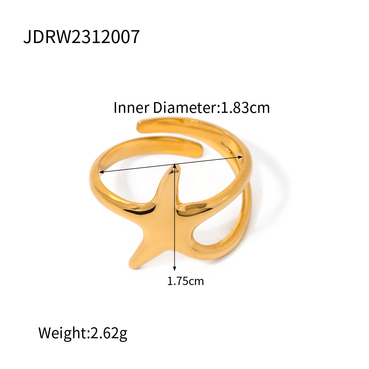 Bague en Acier Inoxydable Plaqué Or 18k