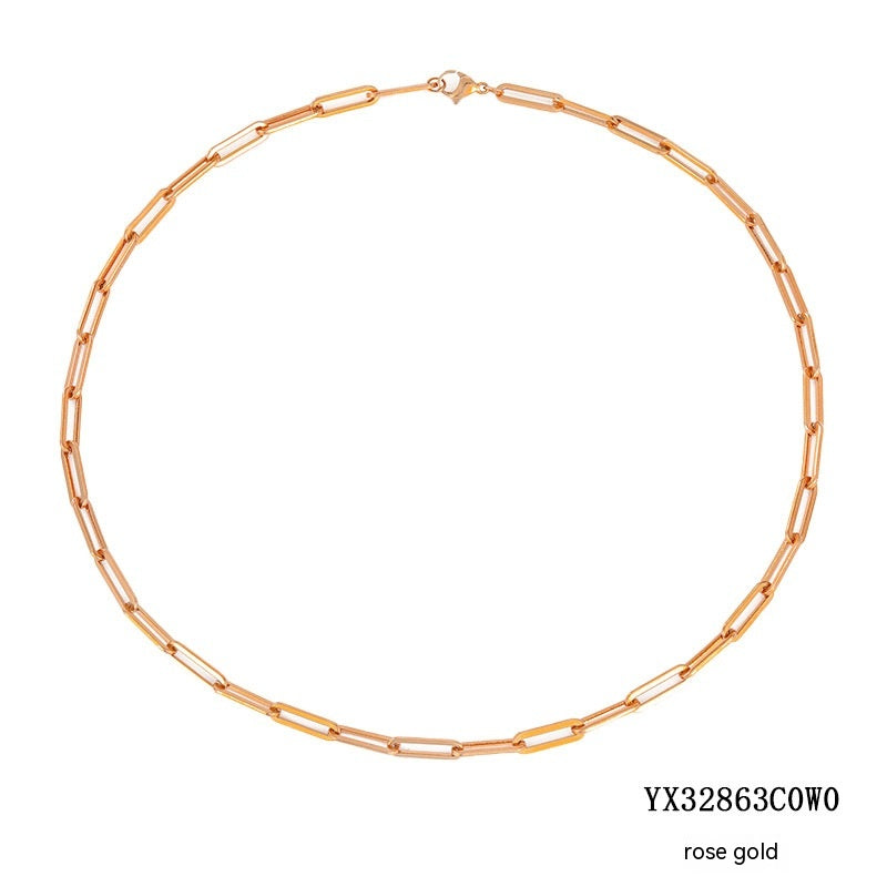 Collier Minimaliste en chaine maillons Plaqué Or en Acier Inoxydable