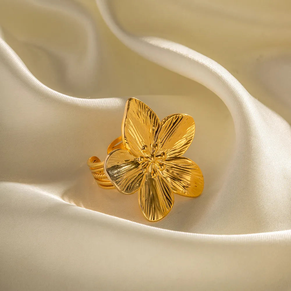 Bague en Acier Inoxydable Doré Ajustable