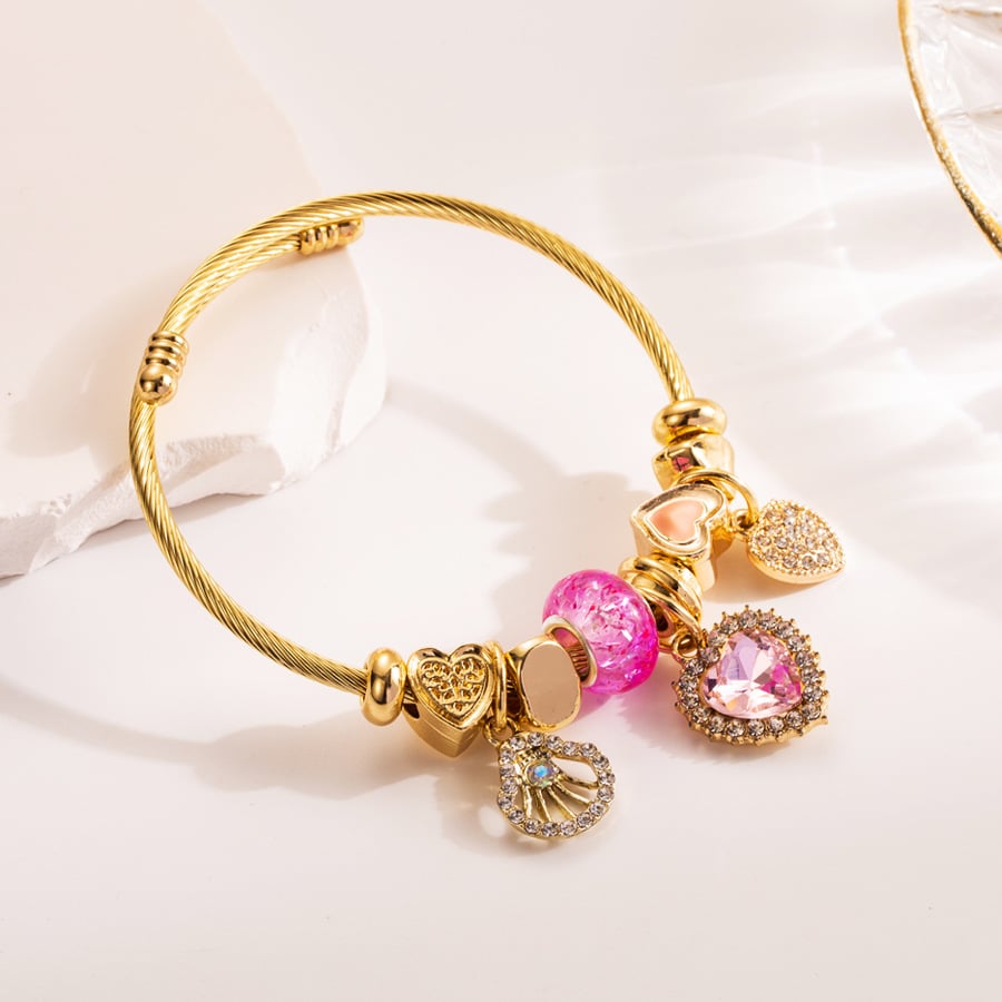 Bracelet en Acier Titane Doré et Acier Inoxydable