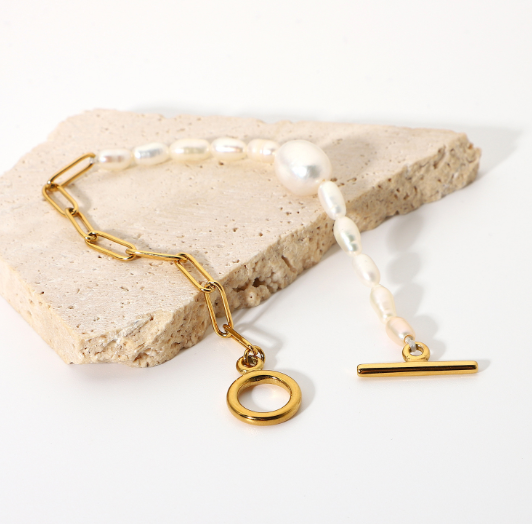 Bracelet en Acier Inoxydable Plaqué Or 18K Ins Fashion