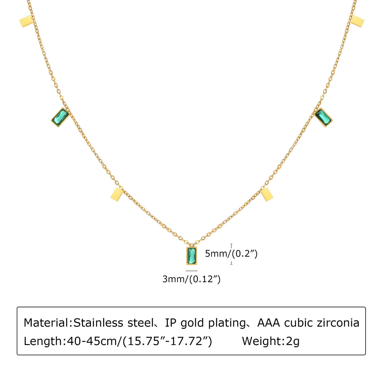 Collier Zircon Vert Émeraude – Pendentif Plaqué Or