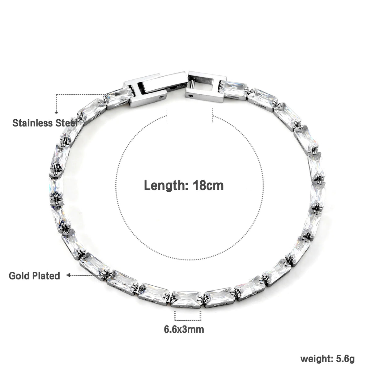 Bracelet Zircon Coloré Plaqué Or – Anti-Ternissement