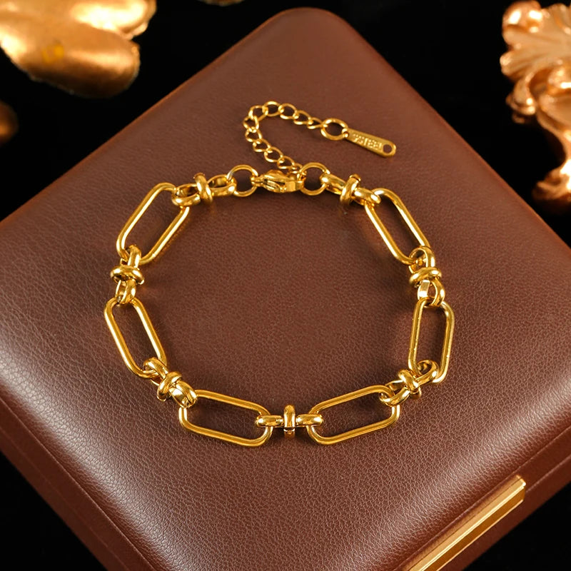 Set Collier Bracelet Doré – Bijoux Géométriques Femme