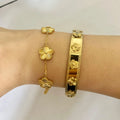 Set 2 Bracelets Trèfle 5 Feuilles – Acier Inoxydable Doré Imperméable