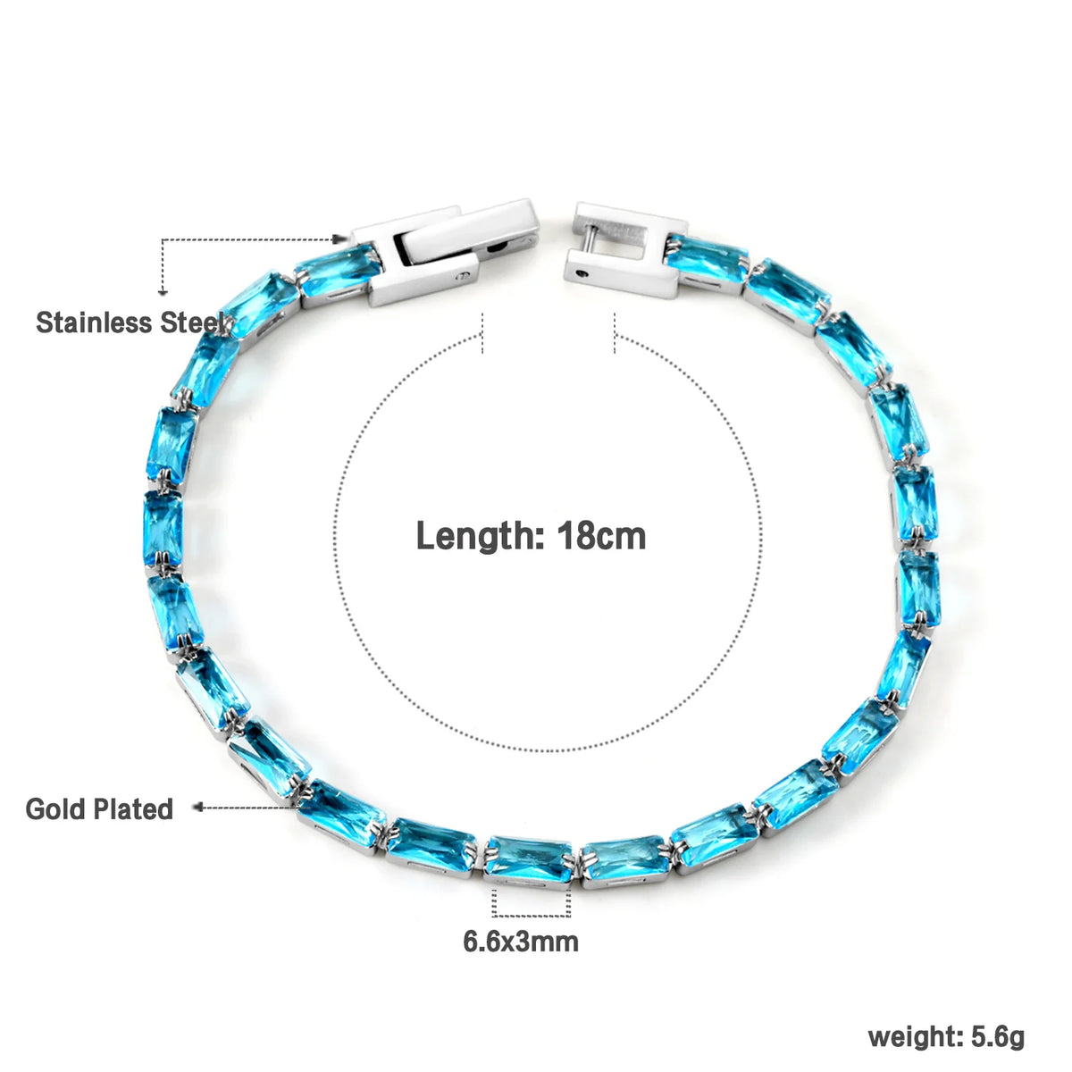 Bracelet Zircon Coloré Plaqué Or – Anti-Ternissement