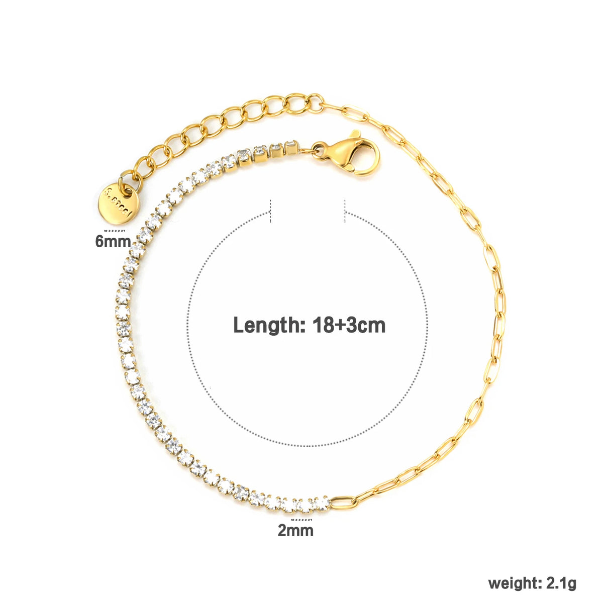 Bracelet Zircon Coloré Plaqué Or – Anti-Ternissement