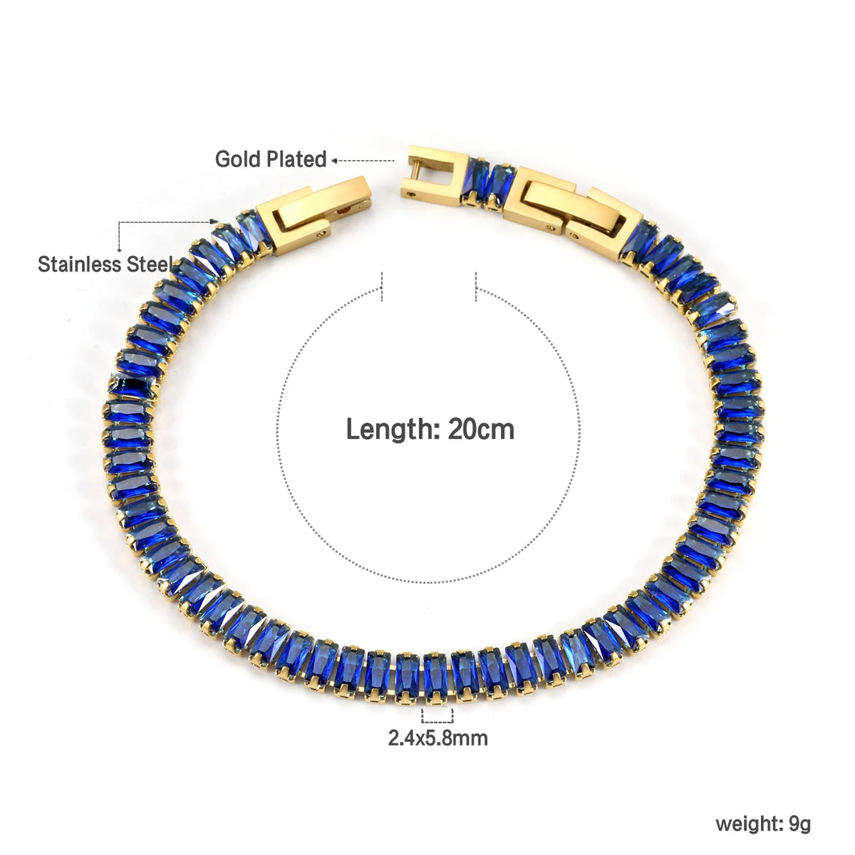 Bracelet Zircon Coloré Plaqué Or – Anti-Ternissement