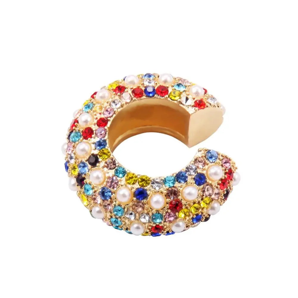 Ear Cuff Strass & Zircone – Bijou d’Oreille Sans Perçage | Doré
