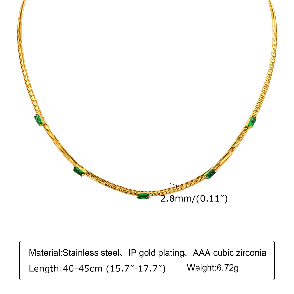 Collier Zircon Vert Émeraude – Pendentif Plaqué Or