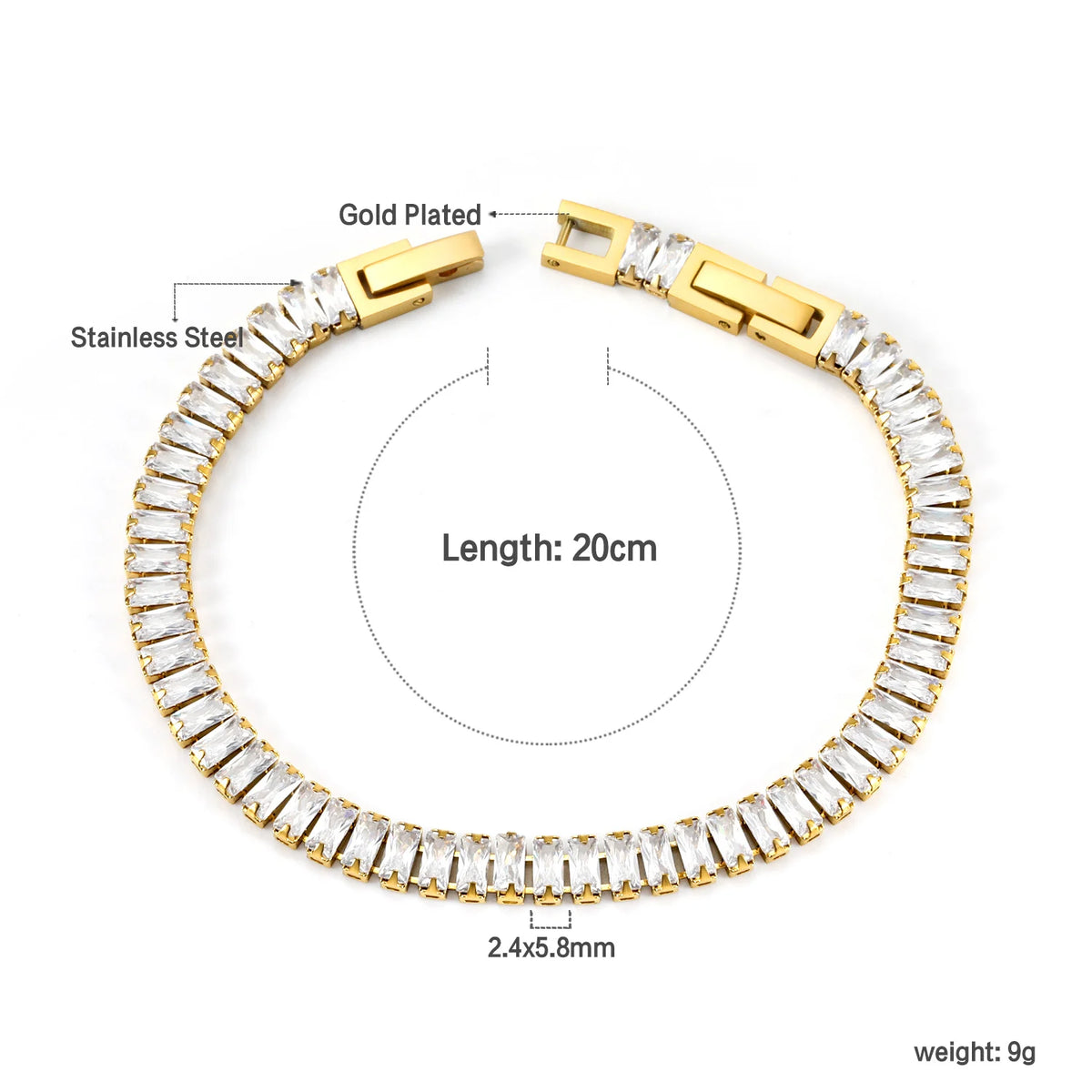Bracelet Zircon Coloré Plaqué Or – Anti-Ternissement