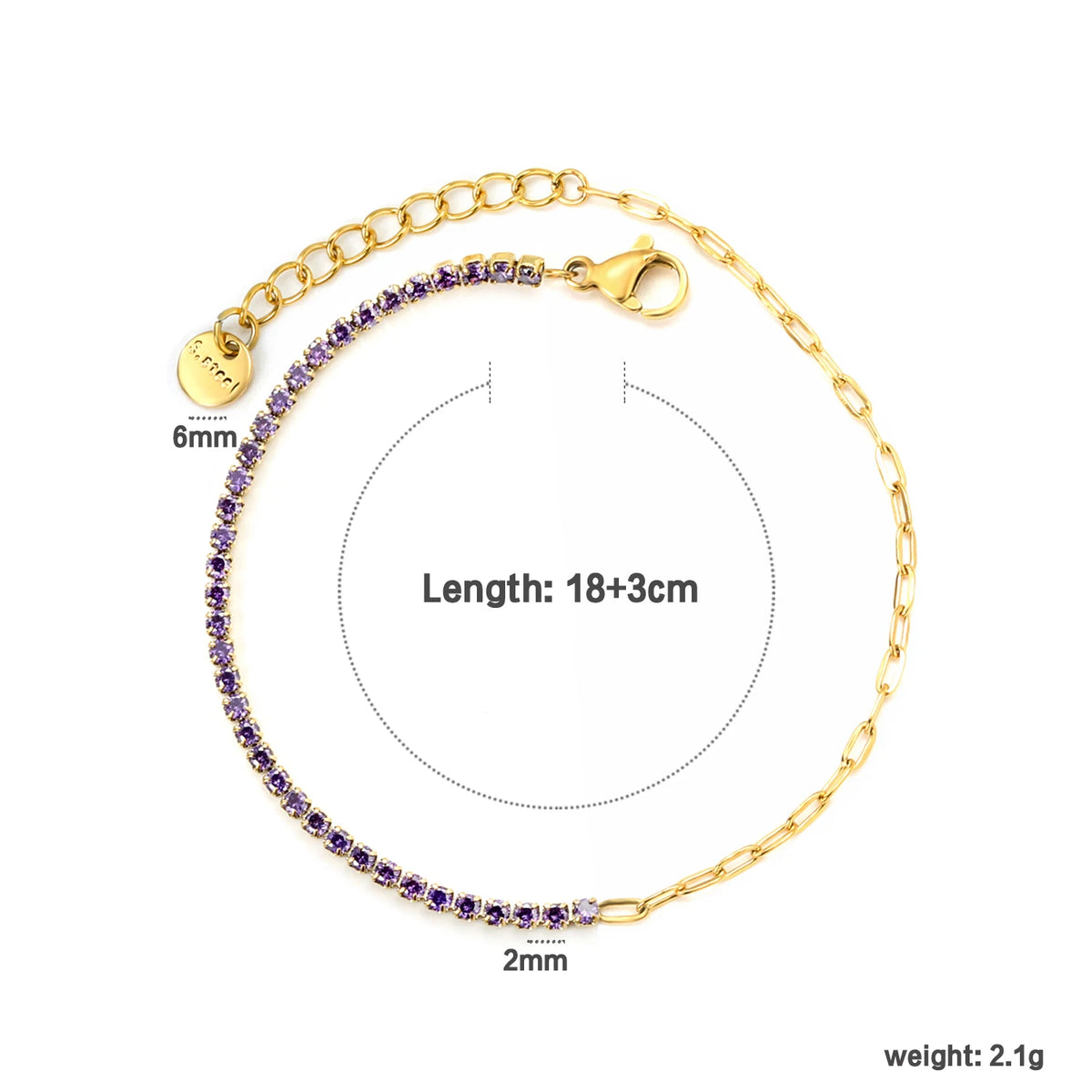 Bracelet Zircon Coloré Plaqué Or – Anti-Ternissement