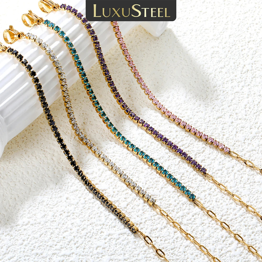 Bracelet Zircon Coloré Plaqué Or – Anti-Ternissement