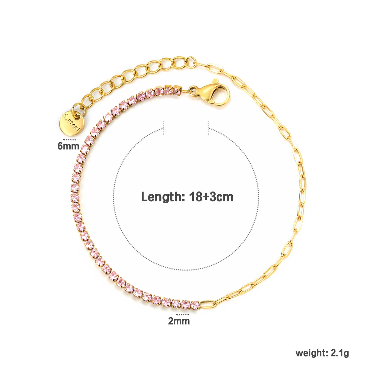 Bracelet Zircon Coloré Plaqué Or – Anti-Ternissement