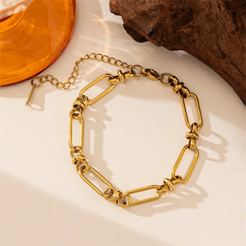 Set Collier Bracelet Doré – Bijoux Géométriques Femme