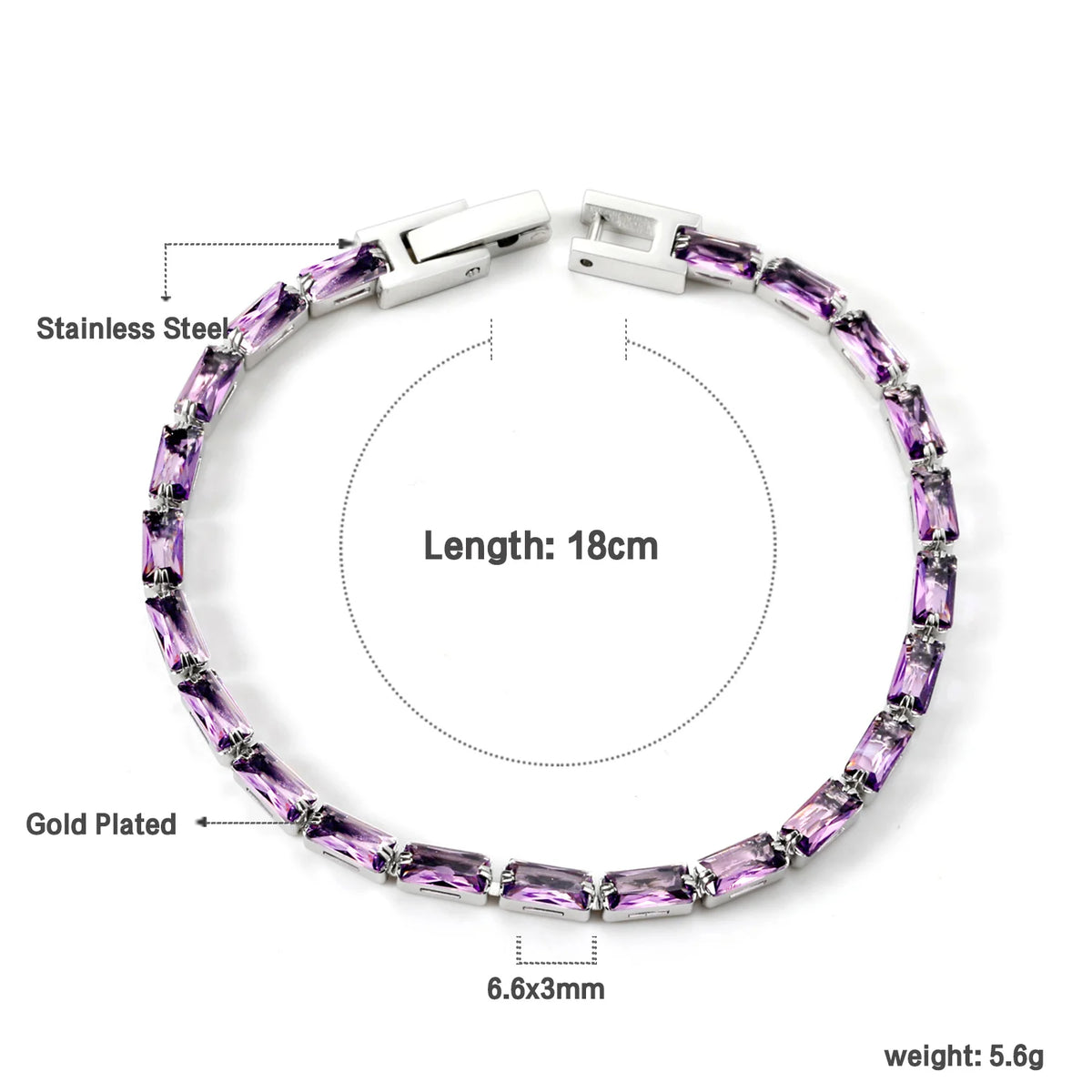 Bracelet Zircon Coloré Plaqué Or – Anti-Ternissement