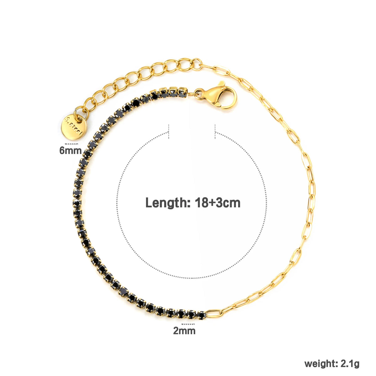 Bracelet Zircon Coloré Plaqué Or – Anti-Ternissement