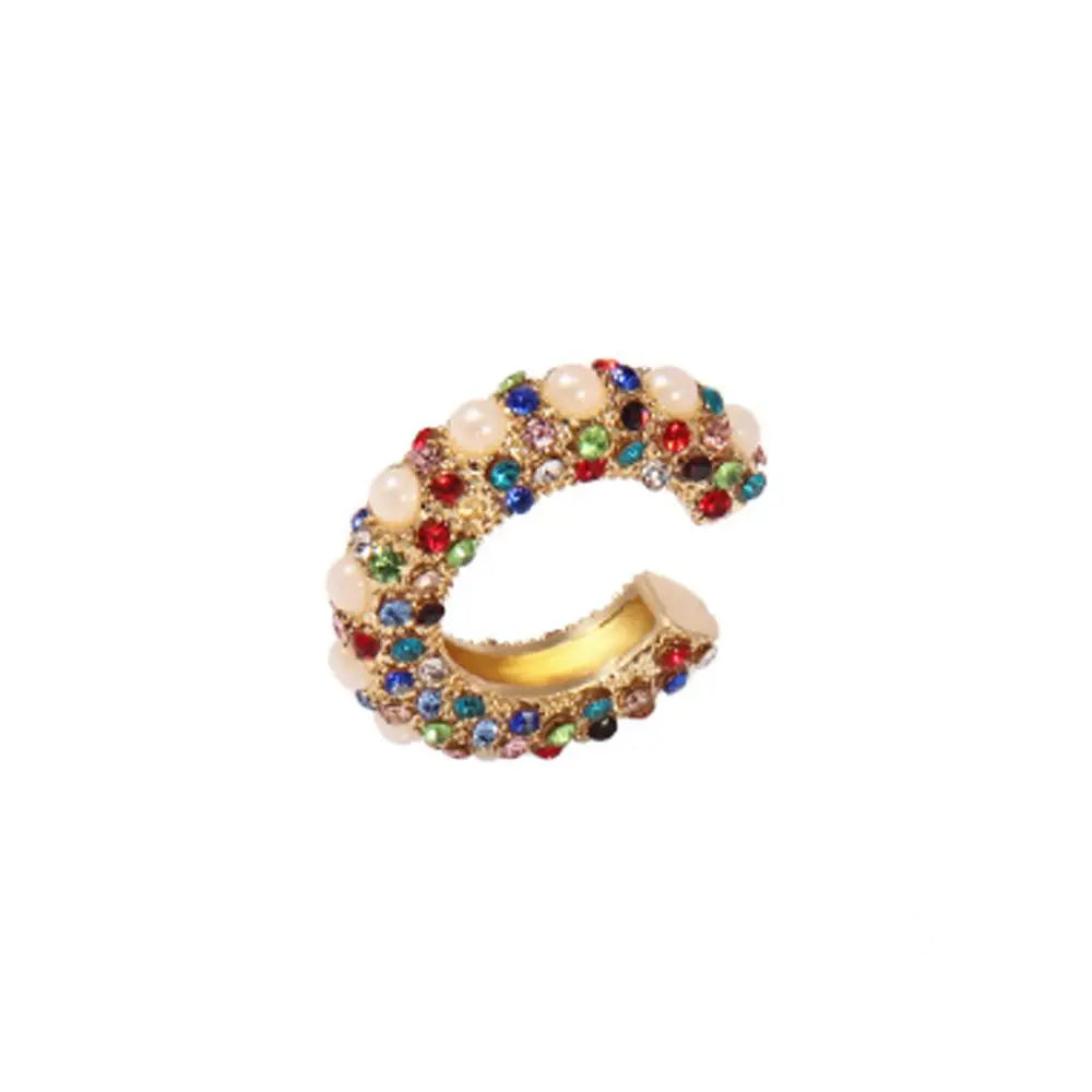 Ear Cuff Strass & Zircone – Bijou d’Oreille Sans Perçage | Doré