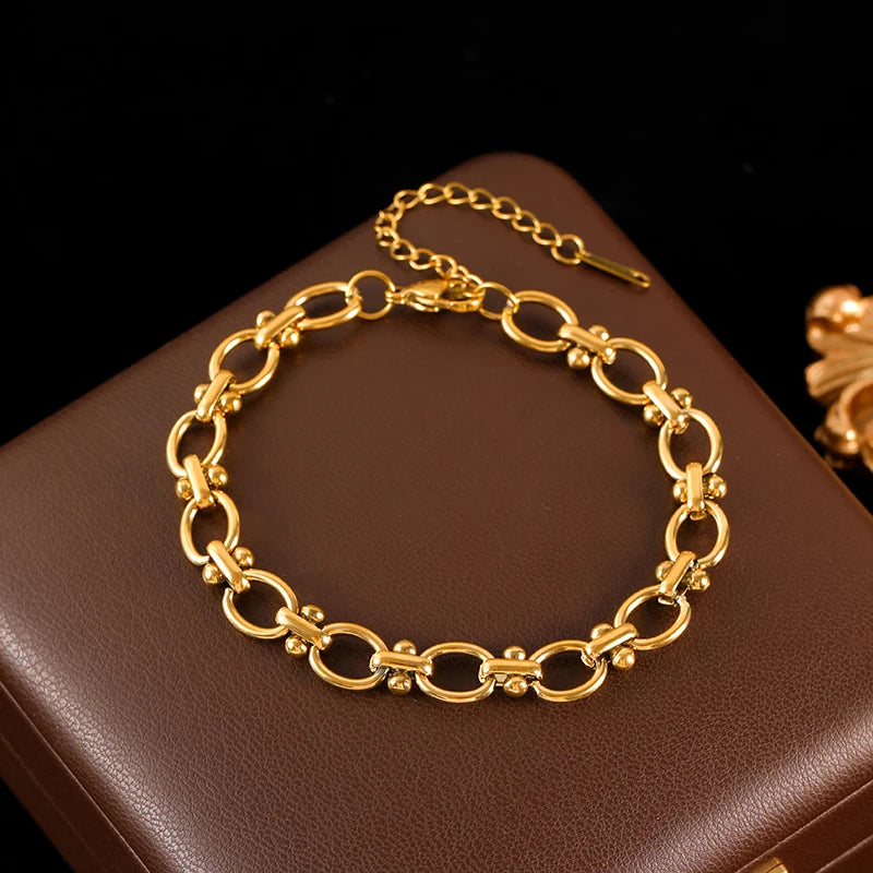Set Collier Bracelet Doré – Bijoux Géométriques Femme