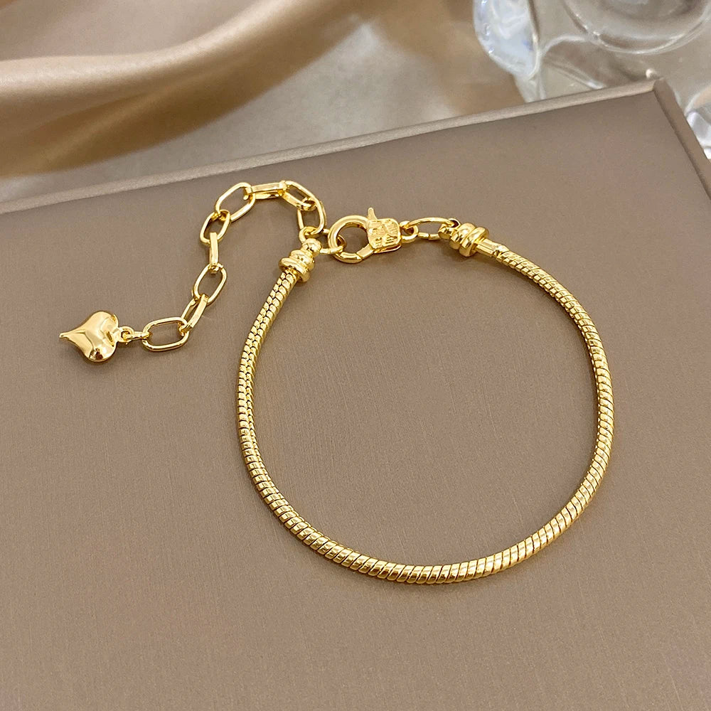 Bracelet Chaîne Cœur – Acier Inoxydable Doré