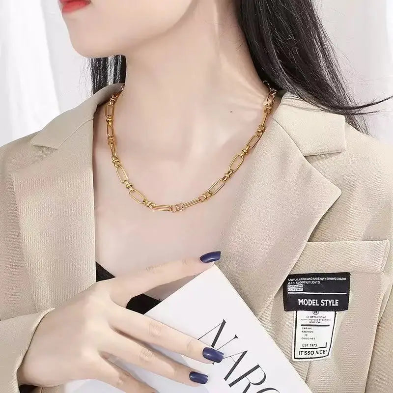 Set Collier Bracelet Doré – Bijoux Géométriques Femme