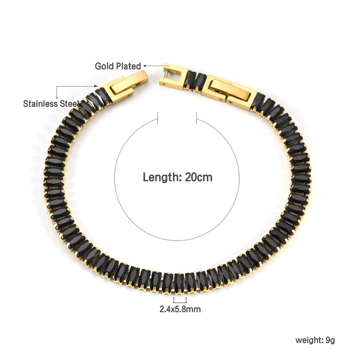 Bracelet Zircon Coloré Plaqué Or – Anti-Ternissement
