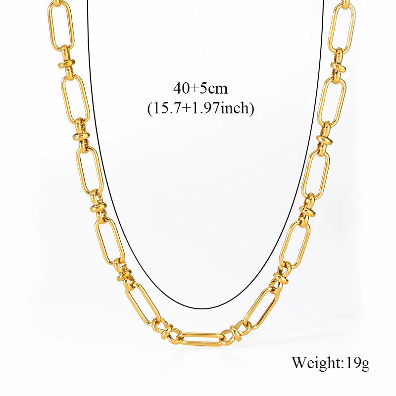 Set Collier Bracelet Doré – Bijoux Géométriques Femme