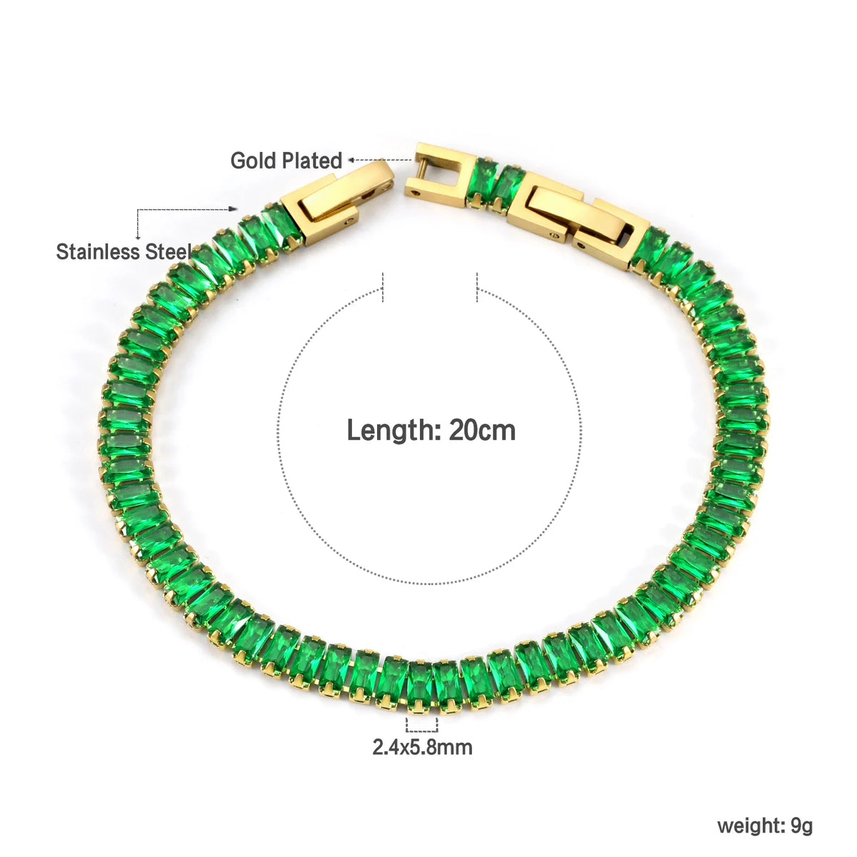 Bracelet Zircon Coloré Plaqué Or – Anti-Ternissement