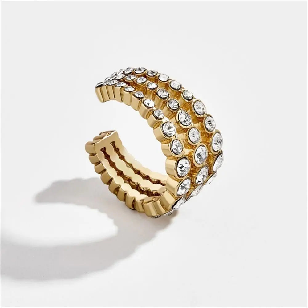 Ear Cuff Strass & Zircone – Bijou d’Oreille Sans Perçage | Doré