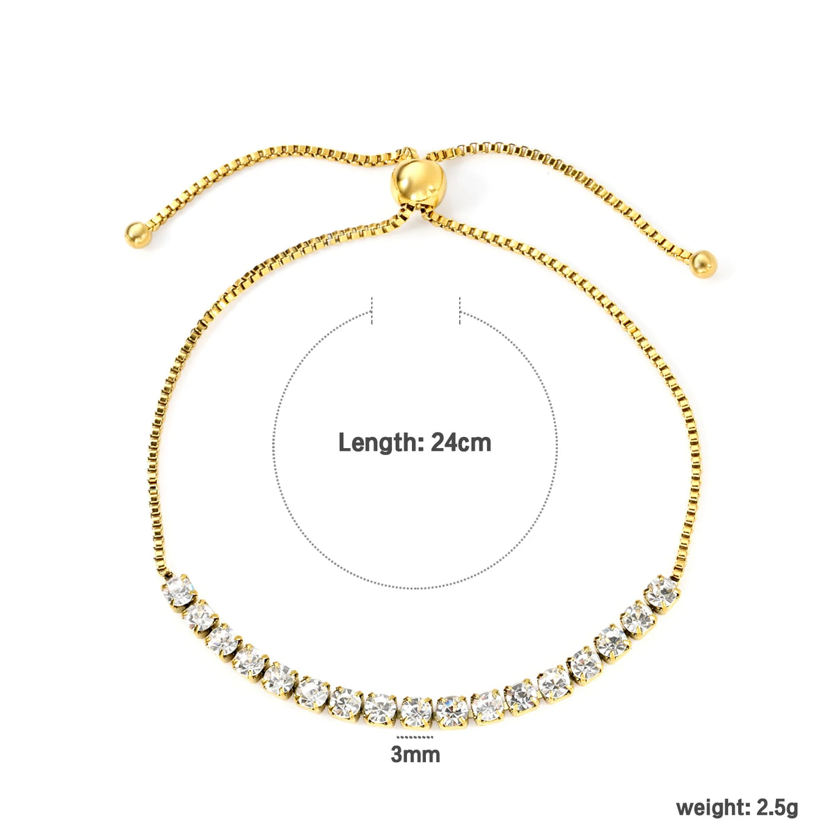 Bracelet Zircon Coloré Plaqué Or – Anti-Ternissement