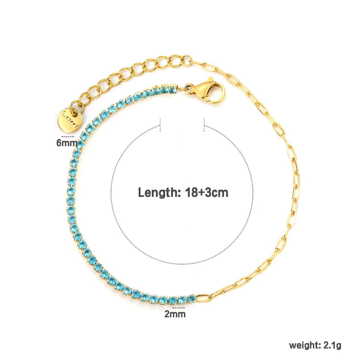 Bracelet Zircon Coloré Plaqué Or – Anti-Ternissement