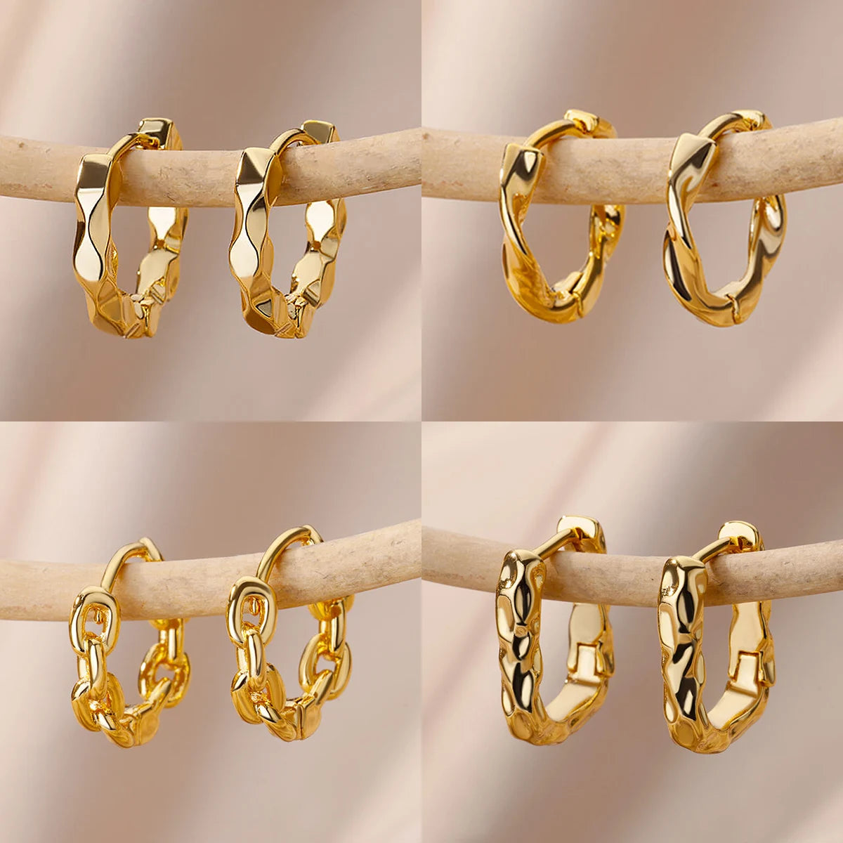 Boucles d'Oreilles Créoles Rondes – Acier Inoxydable Doré & Argenté