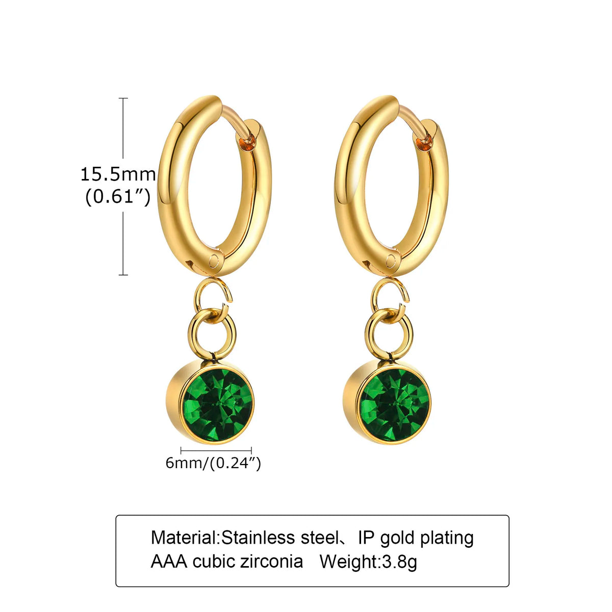 Collier Zircon Vert Émeraude – Pendentif Plaqué Or