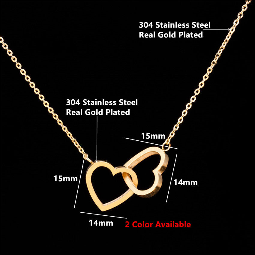 Collier avec Pendentif Double Cœur en Acier Inoxydable
